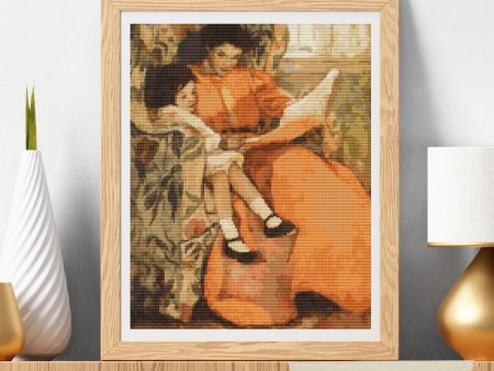 Mother and Daughter Reading Cross Stitch Pattern Sale