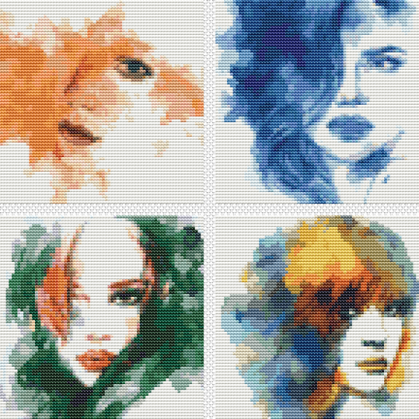 Four Squares featuring The Elements Cross Stitch Pattern Fashion