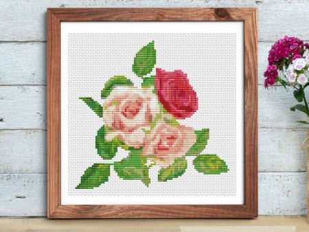 A Trio of Pink Roses Cross Stitch Kit Fashion