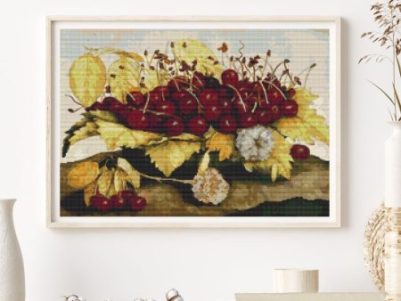 A Dish Of Cherries And Carnation Cross Stitch Kit Online Sale