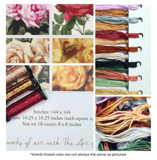 Four Squares featuring Roses Cross Stitch Kit For Discount