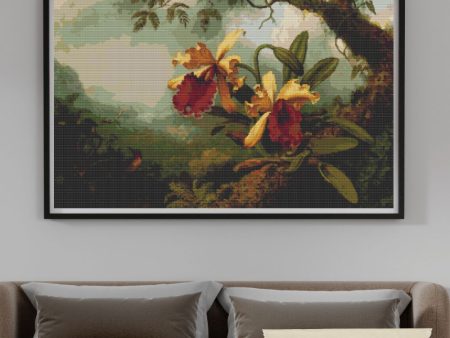 Orchids and Hummingbird Cross Stitch Kit Supply