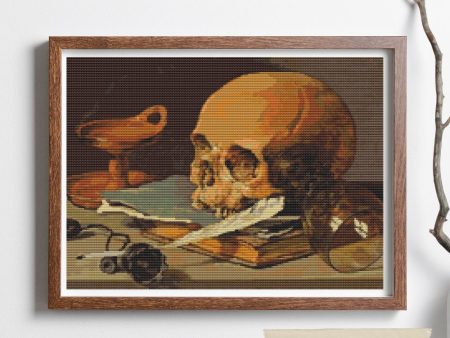 Still Life with a Skull and a Writing Quill Cross Stitch Pattern Online now