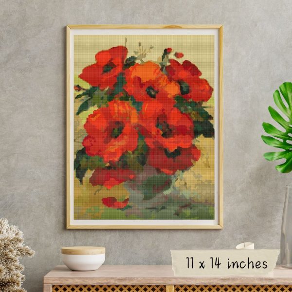 Poppies in a Vase Cross Stitch Kit Online