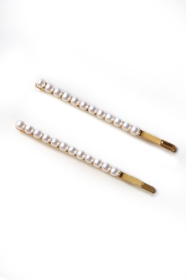 Large Gilded Pearl Hair Clip Set Cheap