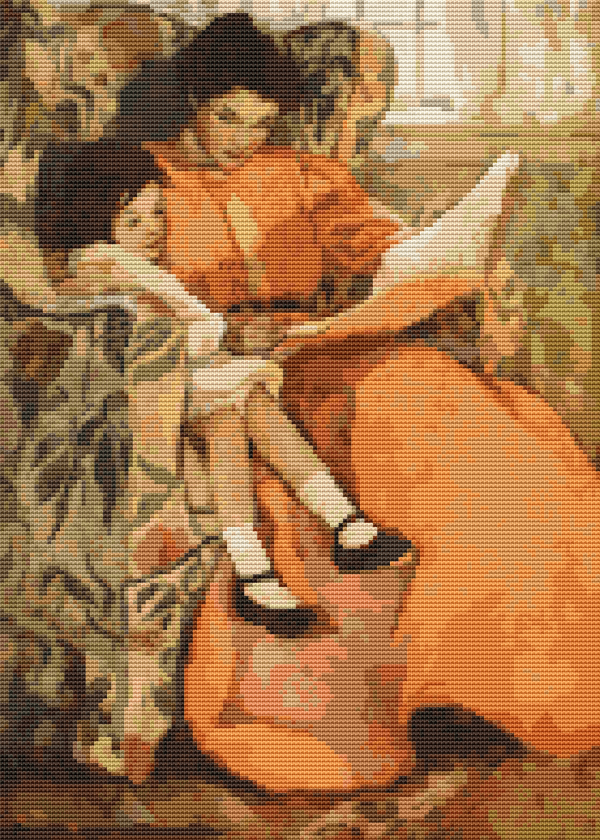 Mother and Daughter Reading Cross Stitch Pattern Sale