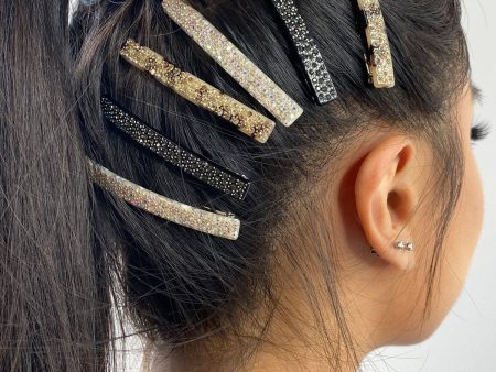 Black crystal hair clip For Sale