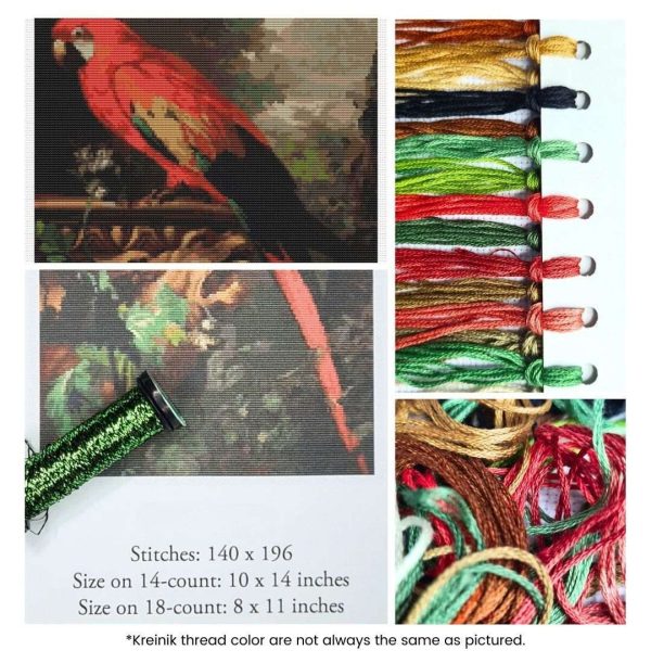 A Scarlet Macaw in a Landscape Cross Stitch Kit on Sale