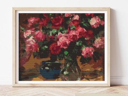 Vase of Red Roses Cross Stitch Kit Supply