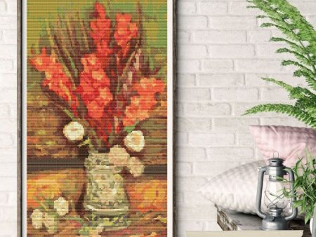 Vase with Red Gladioli Cross Stitch Kit Supply