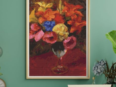 Poppies, Lilies and Blue Flowers Cross Stitch Kit Discount