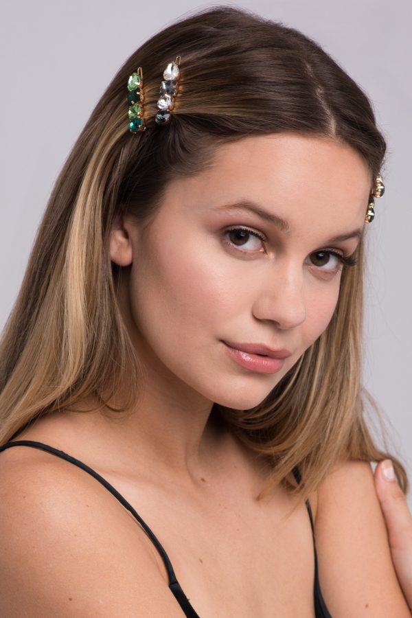 Multi-Colored 4-Stone Hair Bejeweled Barrettes Online now