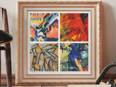 Four Squares featuring Abstract Cross Stitch Pattern For Cheap