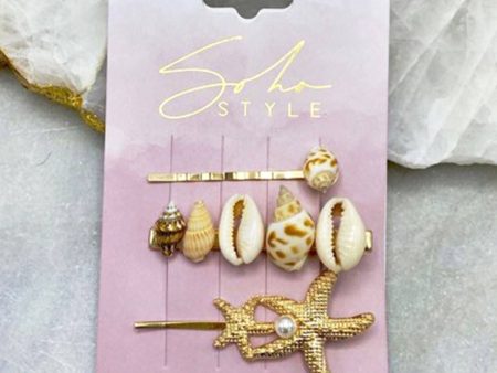 Seashell and Twin Starfish Bobby Pin 3PCS Set Online now