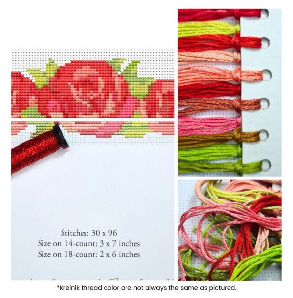 A Trio of Red Roses Cross Stitch Kit Discount