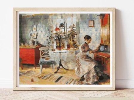 An Interior with a Woman Reading Cross Stitch Kit Discount