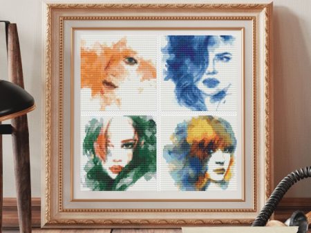 Four Squares featuring The Elements Cross Stitch Pattern Fashion