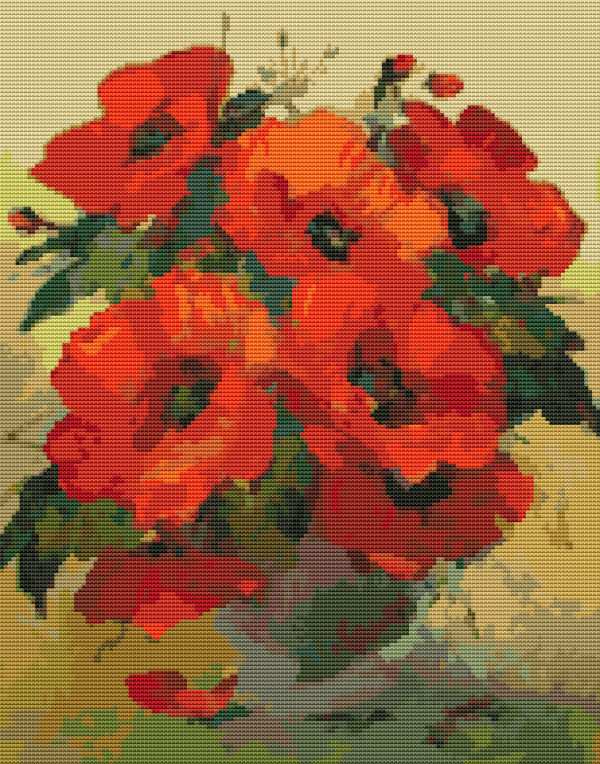 Poppies in a Vase Cross Stitch Kit Online