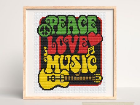 Peace, Love and Music Cross Stitch Kit Supply