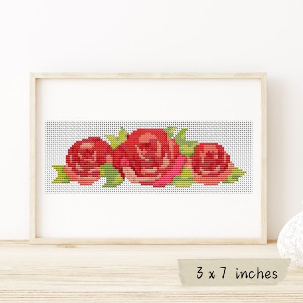 A Trio of Red Roses Cross Stitch Kit Discount