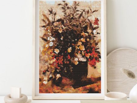 Autumn Berries and Flowers in Brown Pot Cross Stitch Kit For Discount