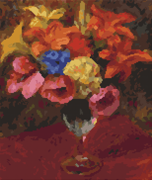 Poppies, Lilies and Blue Flowers Cross Stitch Kit Discount