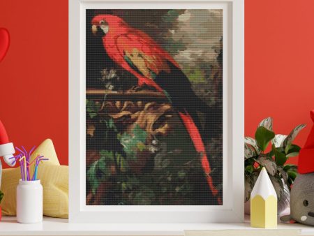 A Scarlet Macaw in a Landscape Cross Stitch Pattern Online