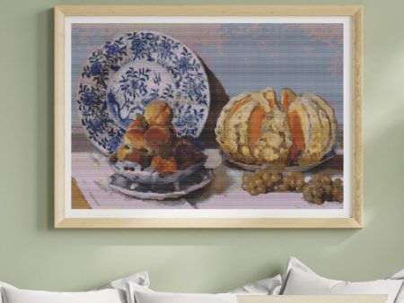 Still Life with Melon and Grapes Cross Stitch Pattern Fashion