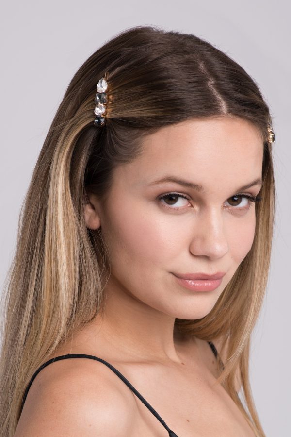 Multi-Colored 4-Stone Hair Bejeweled Barrettes Online now