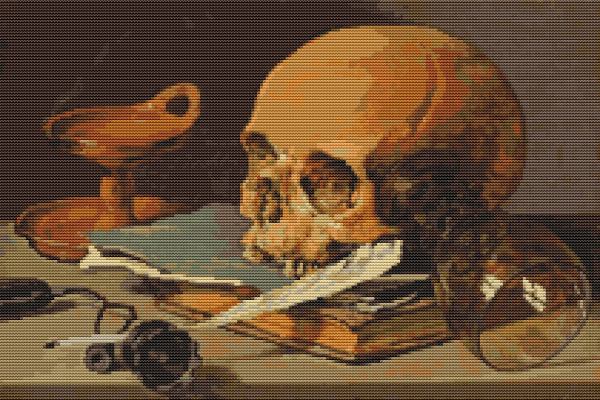 Still Life with a Skull and a Writing Quill Cross Stitch Pattern Online now