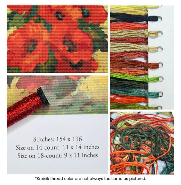 Poppies in a Vase Cross Stitch Kit Online