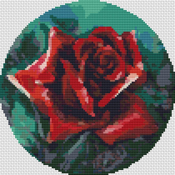 The Red Rose Cross Stitch Pattern Online Hot Sale