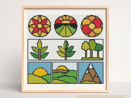 Panel Series featuring Green Earth Cross Stitch Pattern Cheap