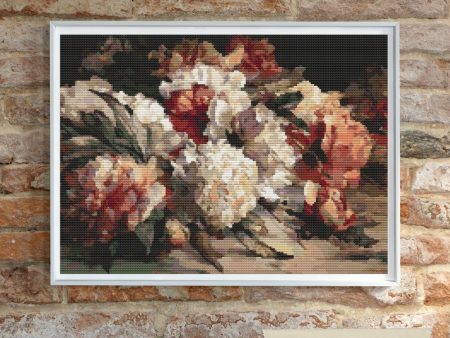 Peonies Cross Stitch Kit Cheap