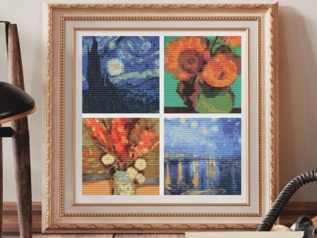 Four Squares featuring Vincent Van Gogh Cross Stitch Pattern Online now