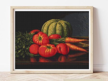 Still Life with Cantaloupe, Tomatoes, and Carrots Cross Stitch Kit Discount