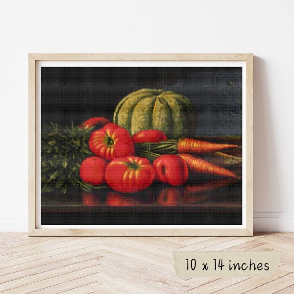 Still Life with Cantaloupe, Tomatoes, and Carrots Cross Stitch Kit Discount