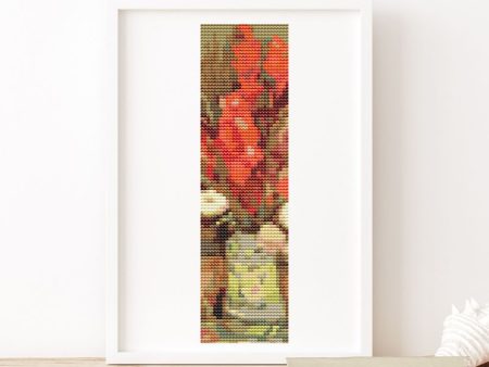 Vase with Red Gladioli Bookmark Cross Stitch Kit Cheap