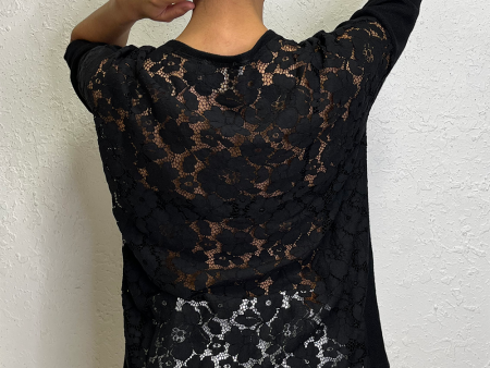 Unique Sweater Top with Black Lace Online Hot Sale