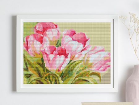 Pink Tulips Cross Stitch Kit on Sale