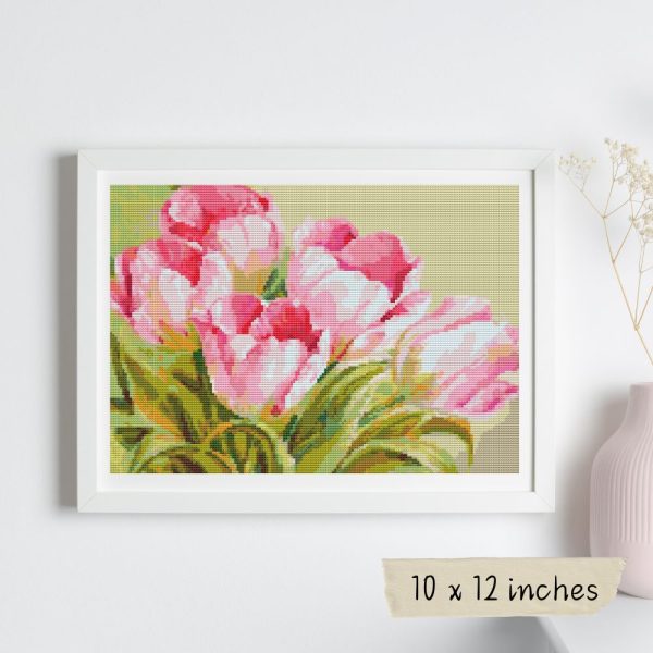 Pink Tulips Cross Stitch Kit on Sale