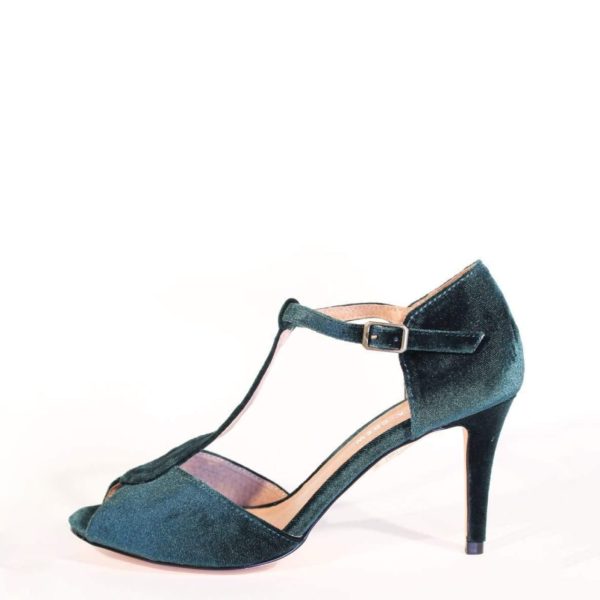 Blondie T-Strap Velvet Heels Fashion