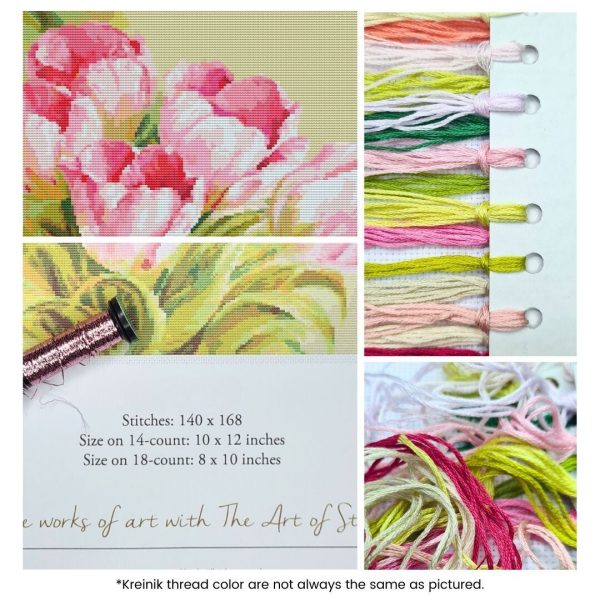 Pink Tulips Cross Stitch Kit on Sale