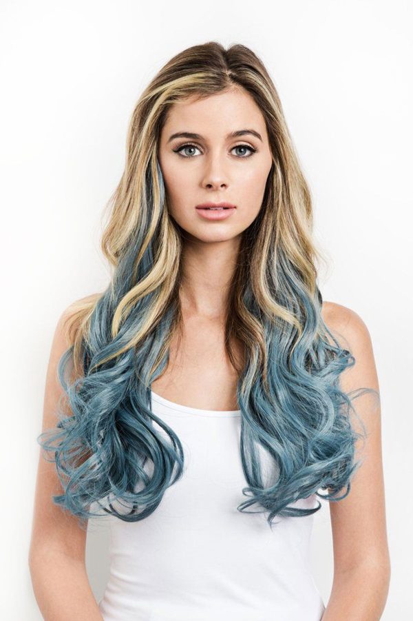 Blue Tone Ombre Halo Extensions Online Sale