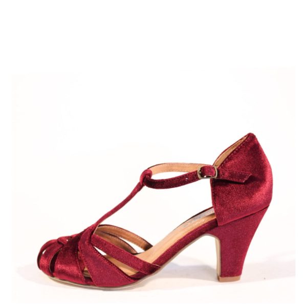 Sergi Velvet T-Strap Heels Discount