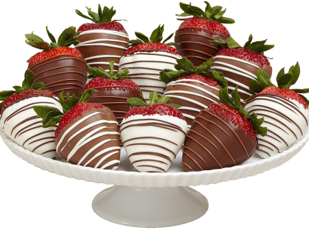 12 Gourmet Dipped Swizzled Strawberries For Sale