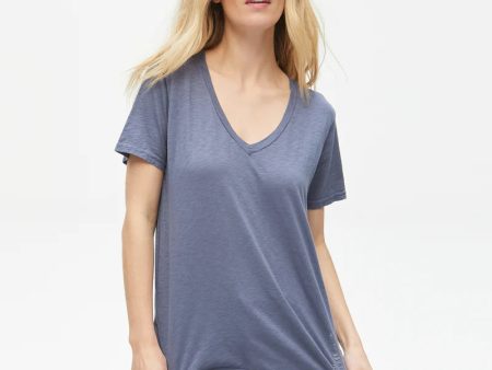 Michael Stars Blue Gray V-Neck Tee Hot on Sale