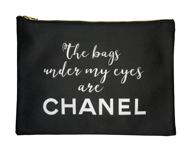 Pouch Black with Chanel Saying Online Hot Sale