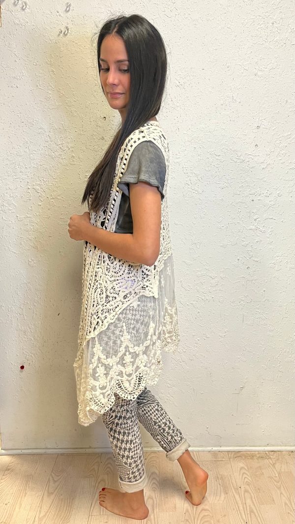 Lace and Crochet Long Vest Online