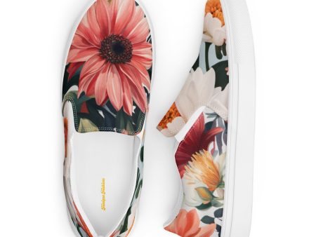 ‘Summer’s Bloom’ Men’s slip-on canvas shoes Cheap